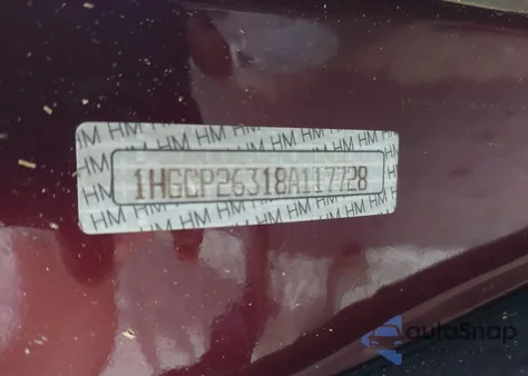 2008 Honda Accord 2.4 Lx from USA, damaged, VIN 1HGCP26318A117728